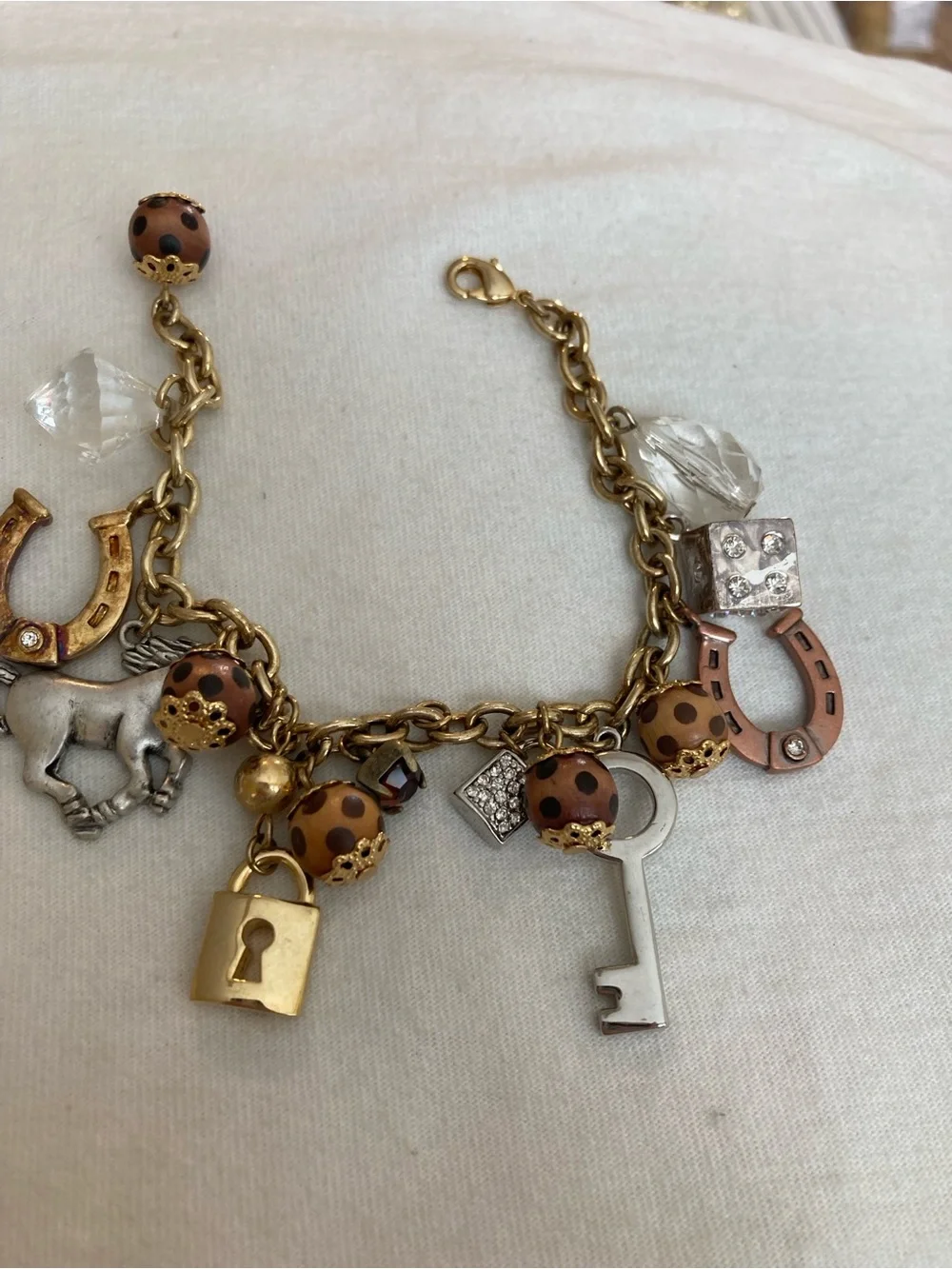 Charm Bracelet Horse Key Padlock